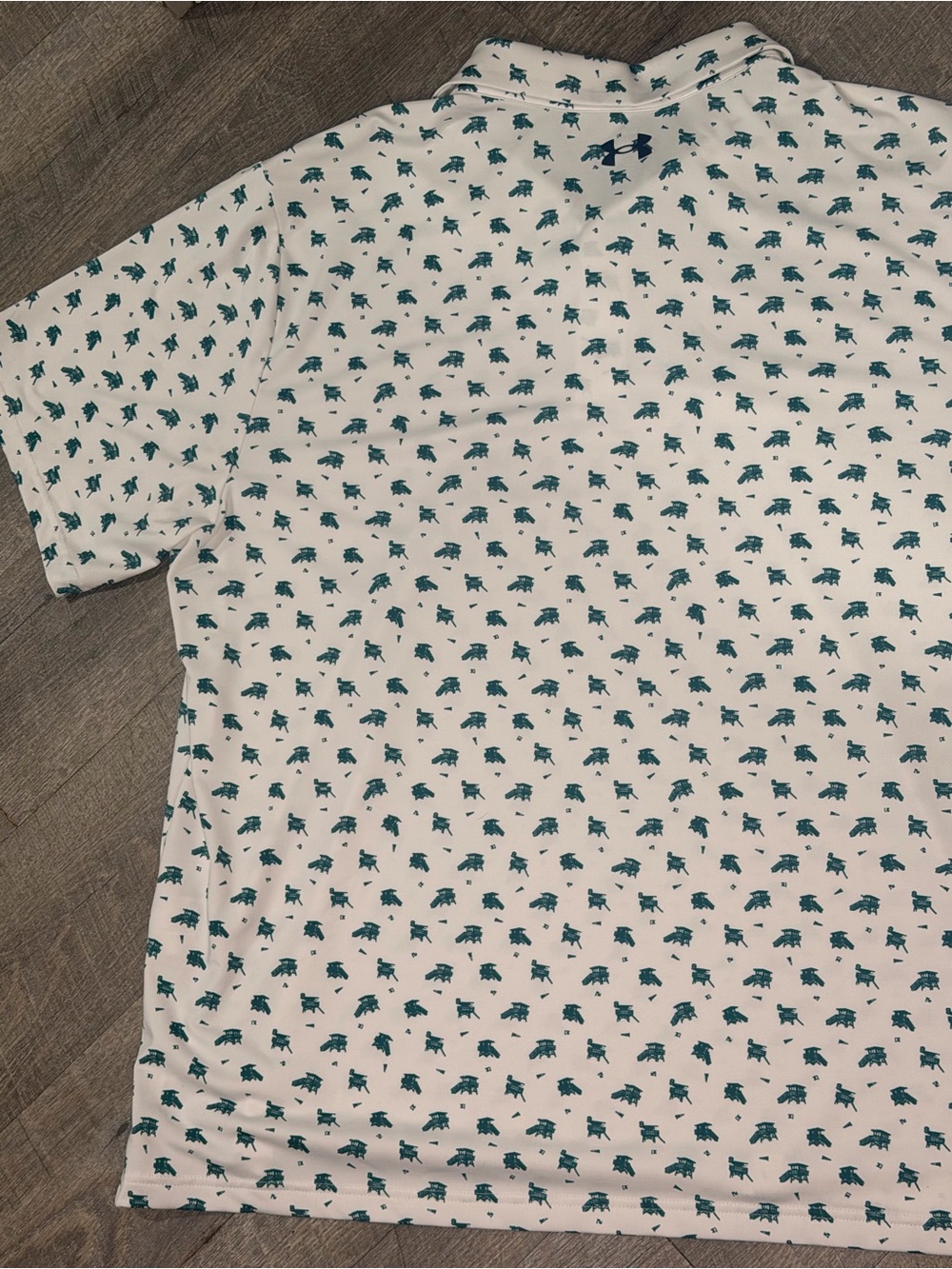 Under Armour White Polo with Green Micro Print - Men’s Short Sleeve 3XL - Picture 9 of 10